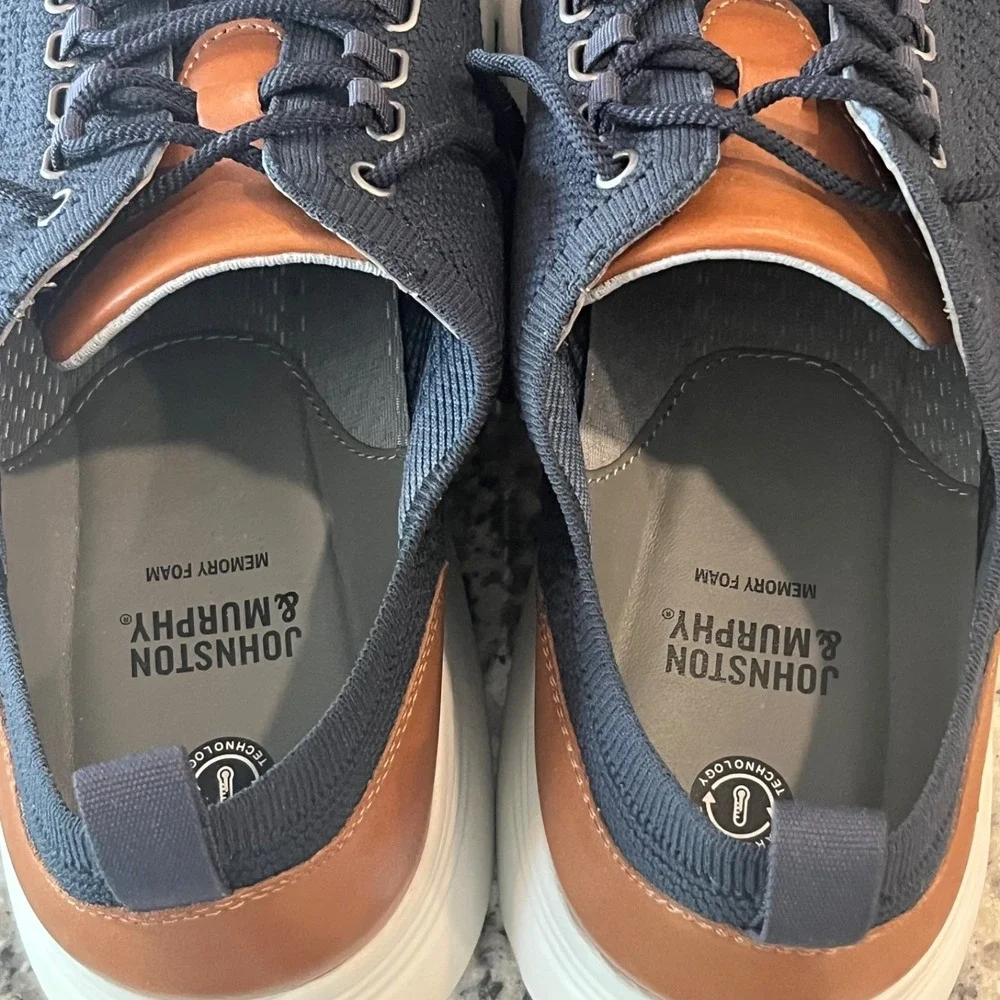Johnston & Murphy Amherst Knit U-Throat Sneakers Mens 12 M Navy 25-3439